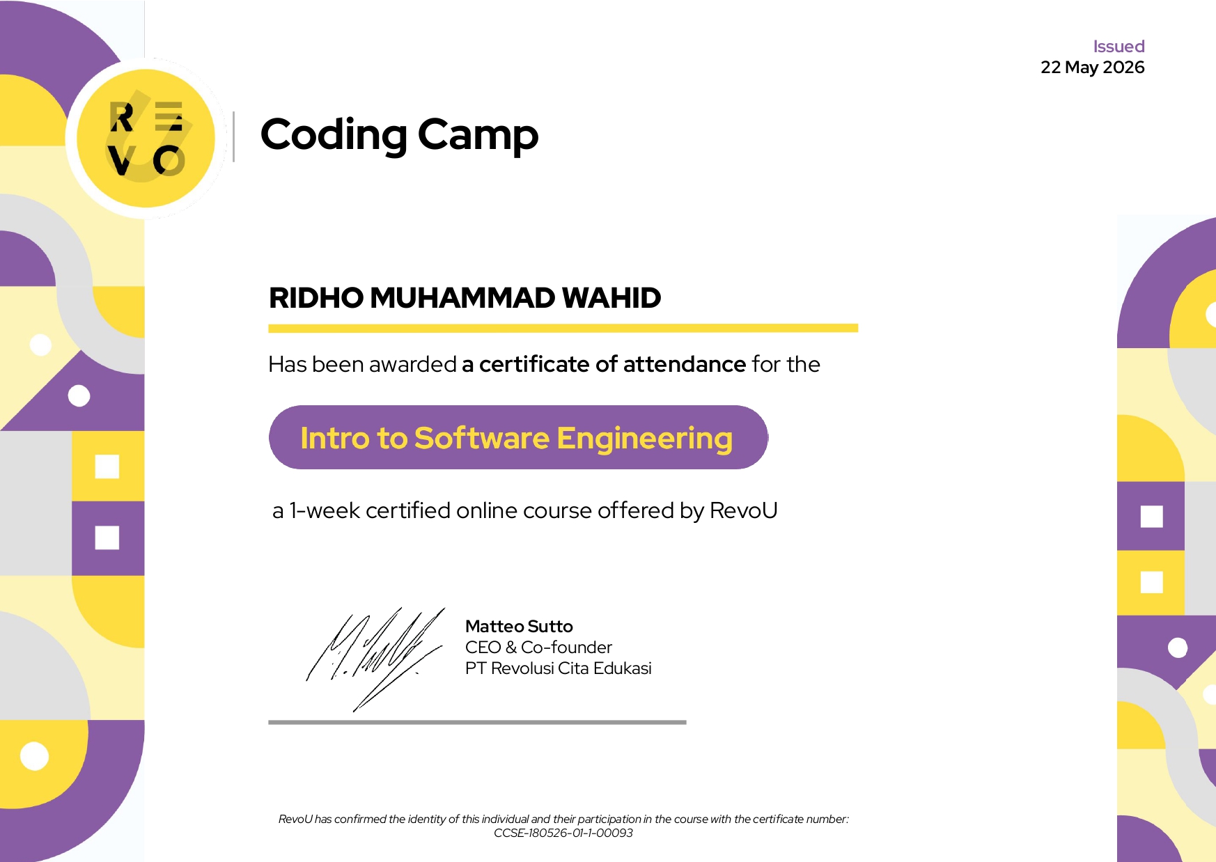 Sertifikat Software Engineering Online Course